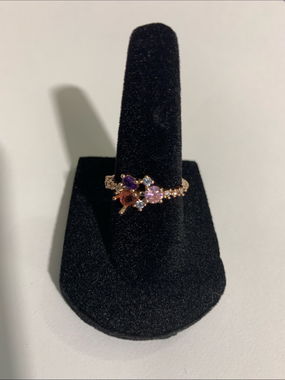 Elegant Multistone Floral Ring in Rose Gold Size 6 New